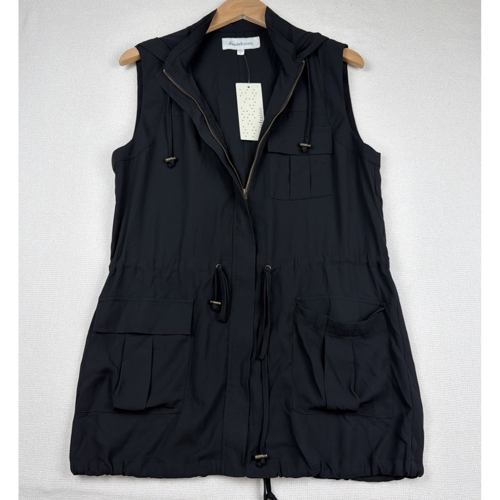 NWT Daniel Rainn Zip Hooded Top Size M Cinch Tie Waist Resort Light Layer Travel